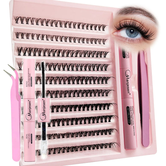Kit Extension de Cils DIY — 200 Clusters, Colle & Pince Incluses