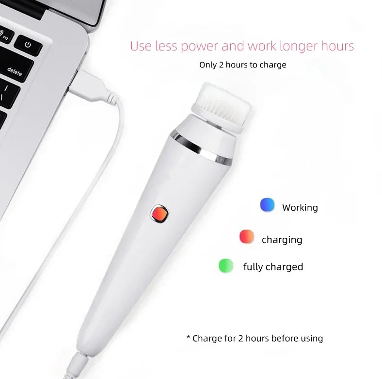 Brosse Nettoyante Visage Électrique 4-en-1 — Waterproof IPX7, Massage & Exfoliation