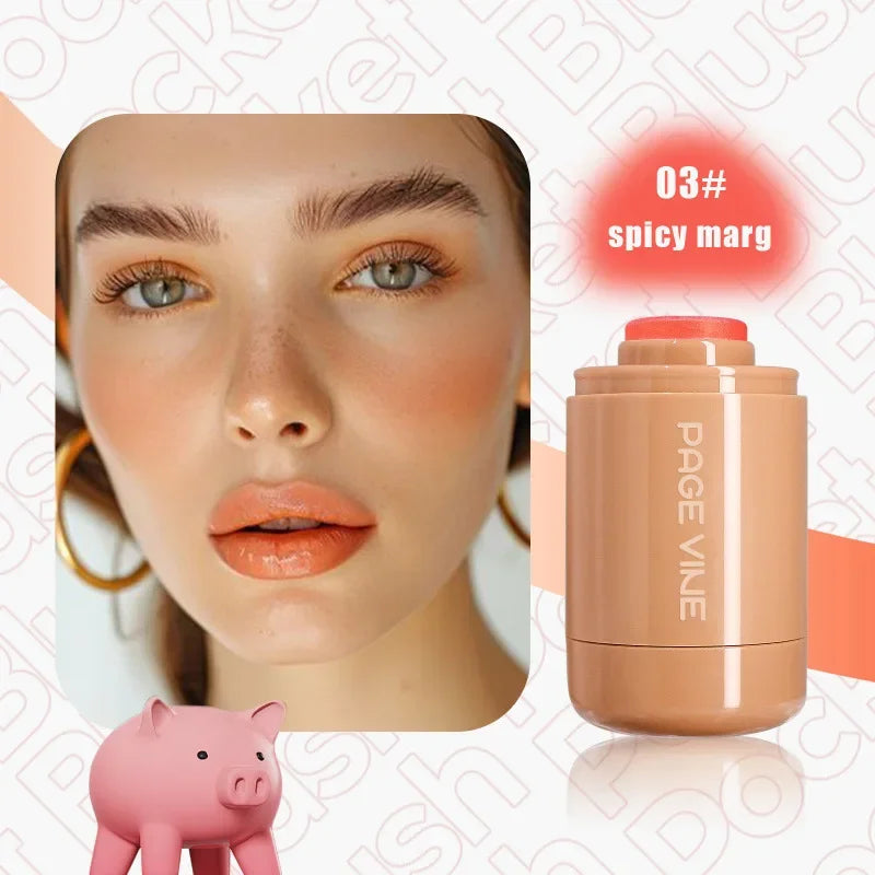 Blush Stick 3-en-1 — Joues, Lèvres & Contour, Longue Tenue